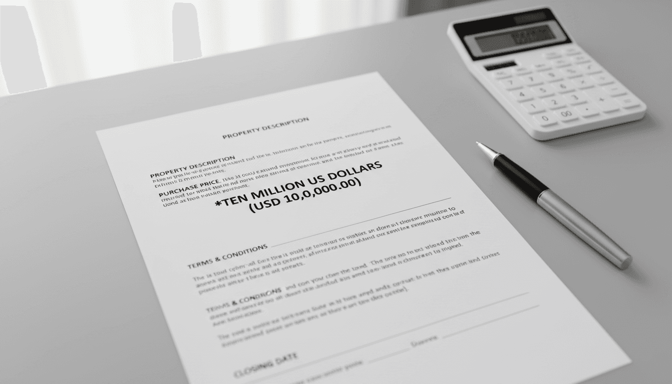 Property purchase agreement document